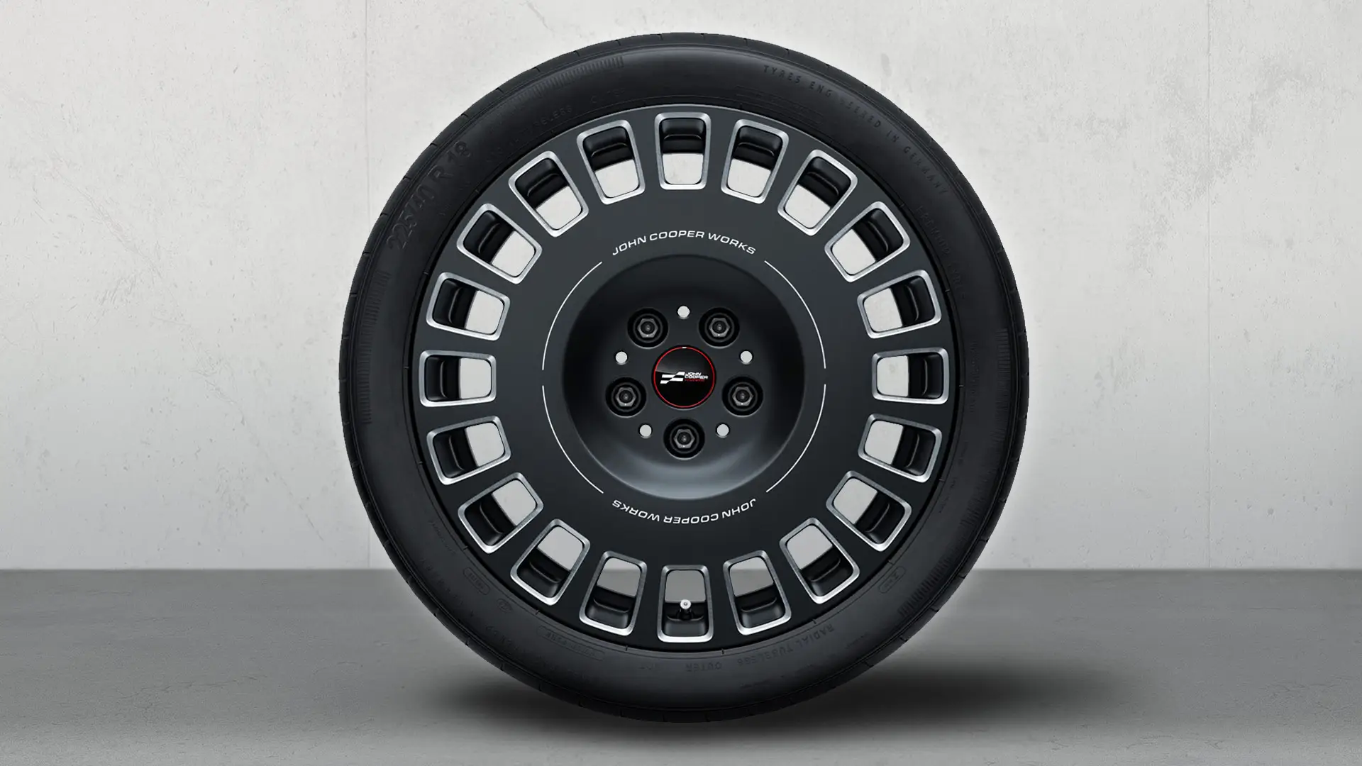 18" JCW alloy casted wheel Rallye Spoke 992 Bicolor (Frozen Midnight Grey, polished), summer complete wheel set.