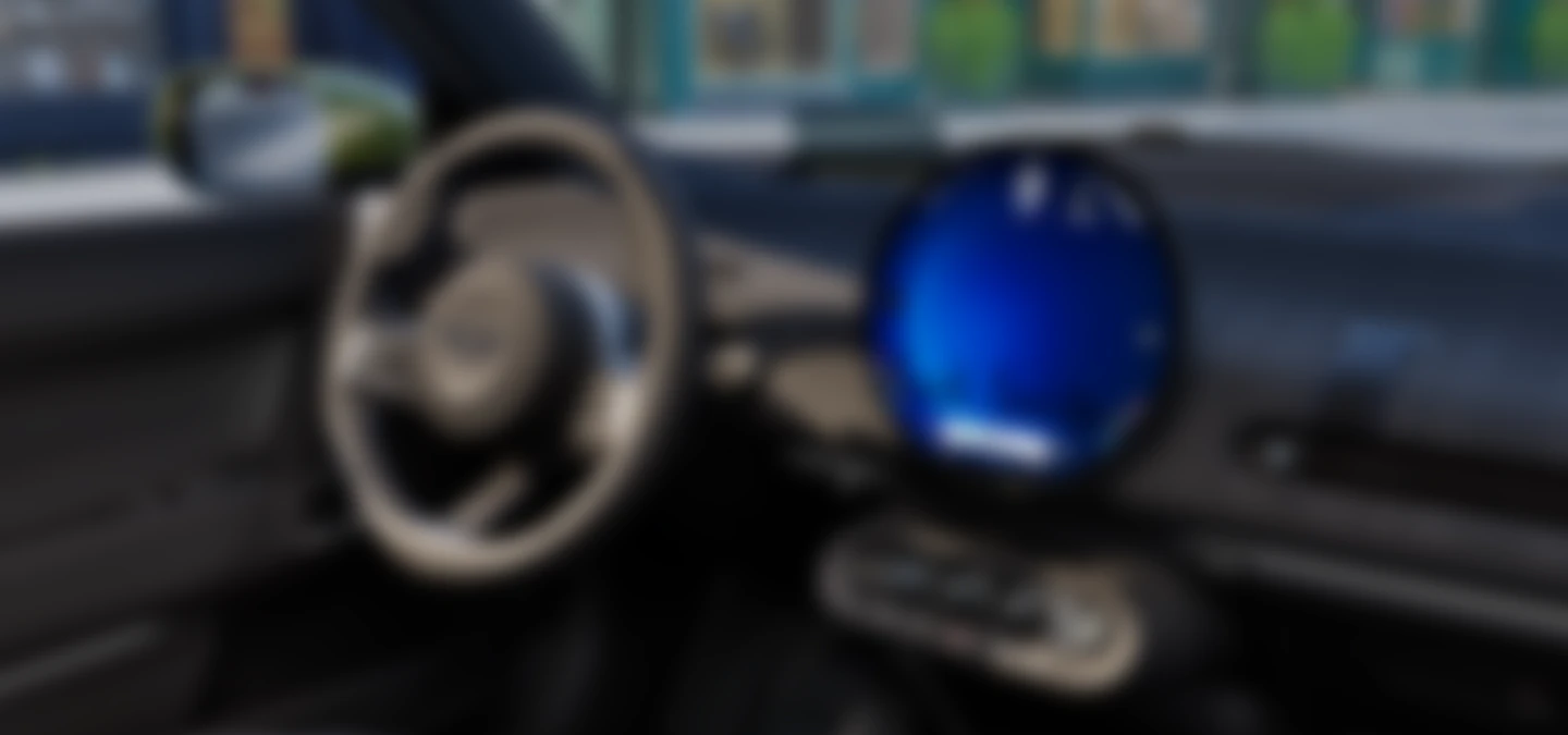 View of the all-electric MINI Cooper Paul Smith Edition interior features.