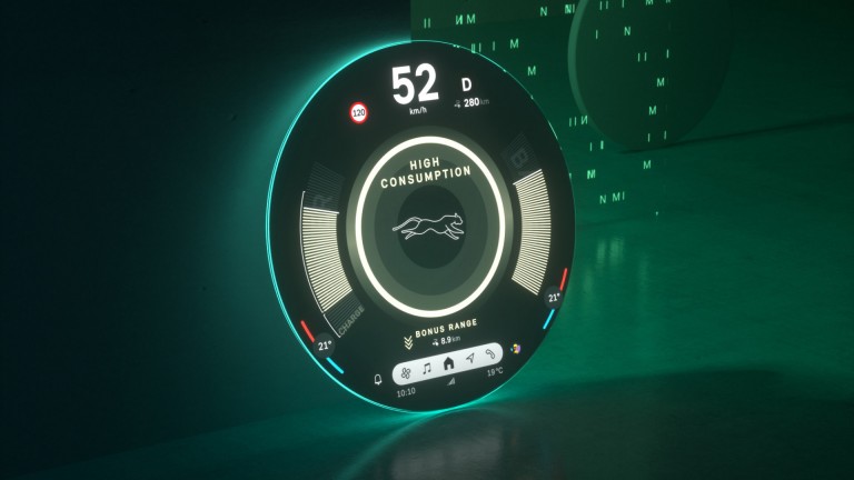 MINI round display showing Efficiency parameters