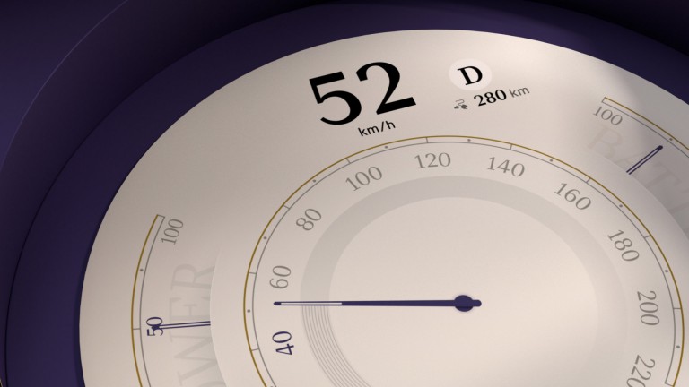 MINI round display showing speedometer in Timeless Mode