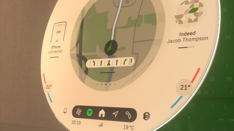 MINI round display detail of navigation screen and control elements
